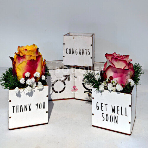 Rosa in scatolina di legno